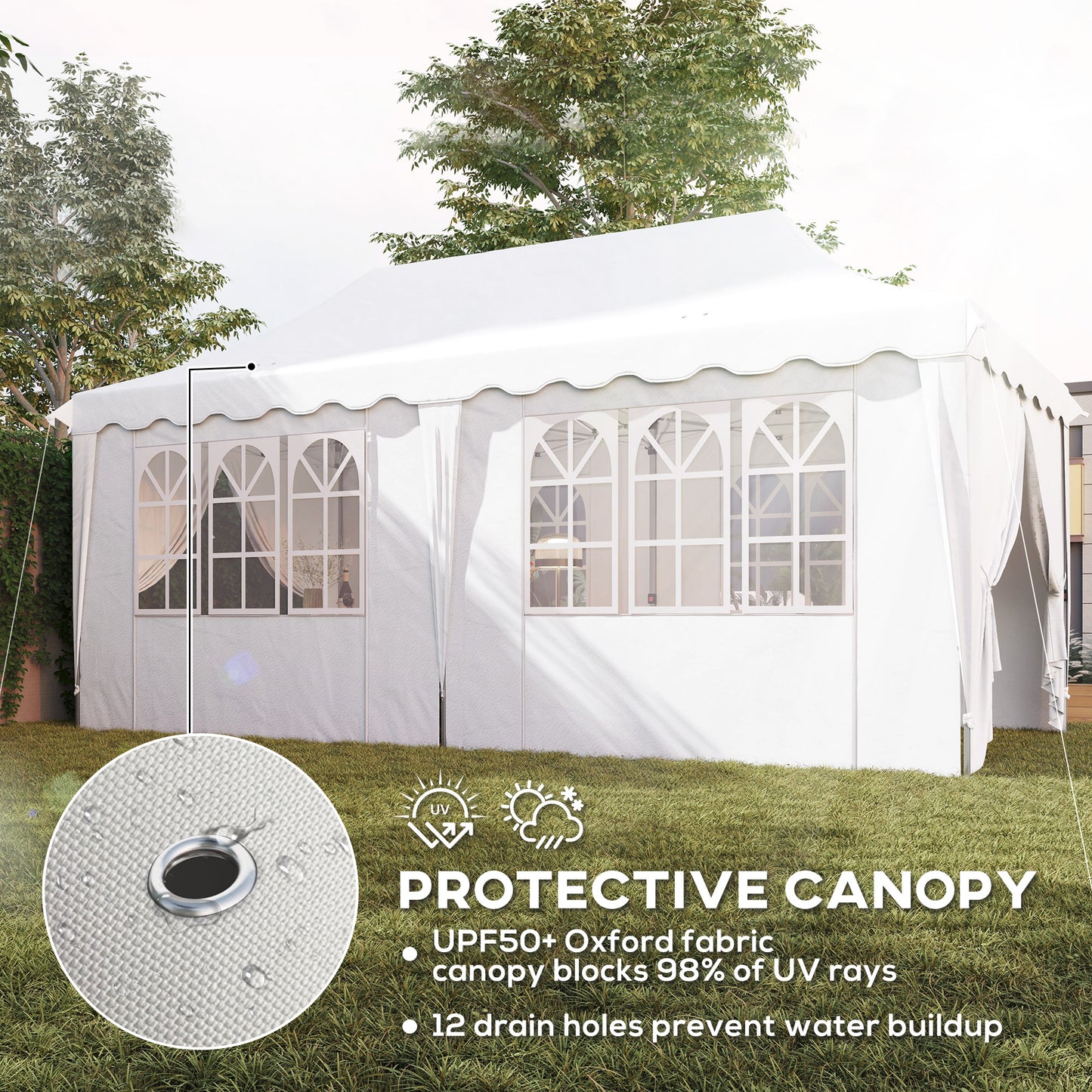 Outsunny 3x6m Pop Up Gazebo, Height Adjustable Party Tent with Carry Bag & Sand Bags, White