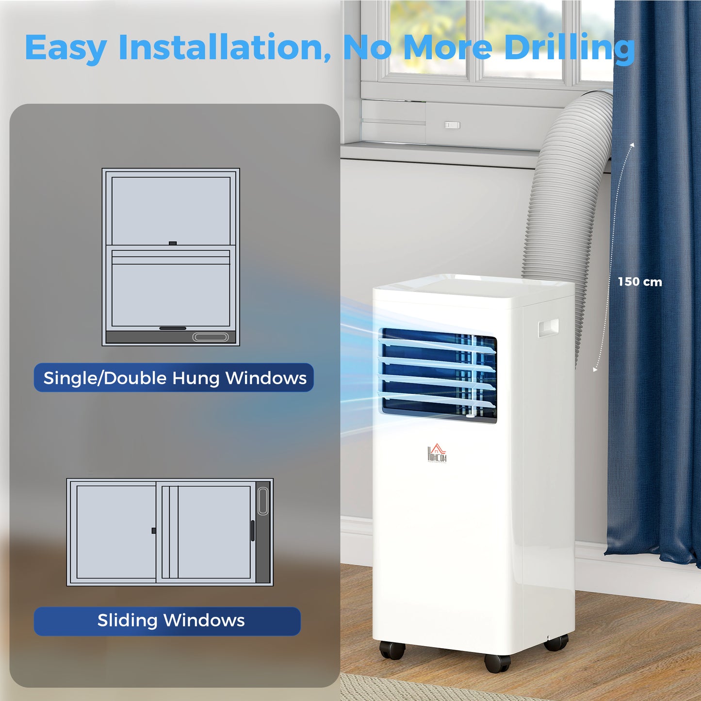 HOMCOM Portable Air Conditioner 9000 BTU, Air Conditioning Unit with Digital Display for Room up to 28m²