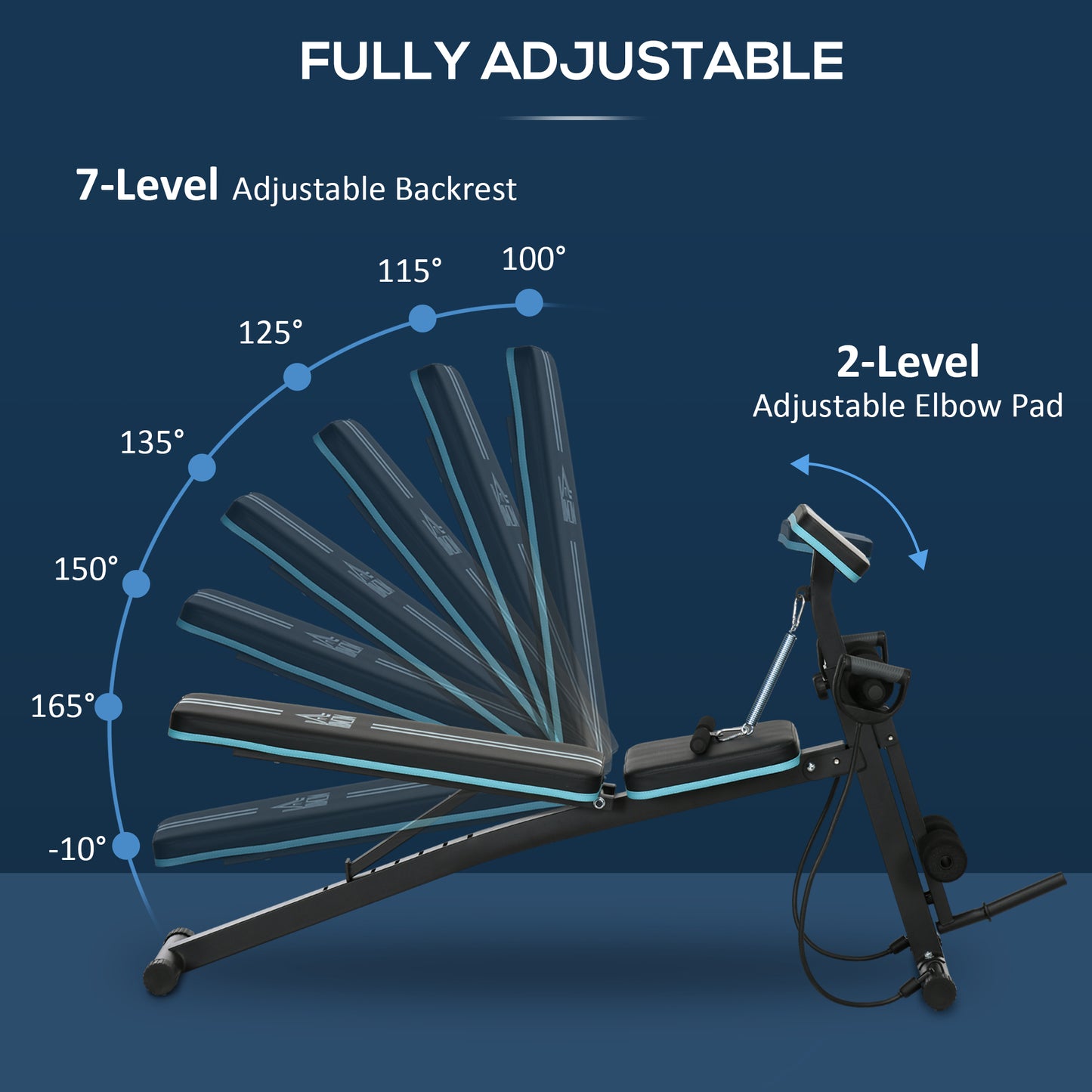 HOMCOM Foldable Weight Bench, Adjustable Strength Training Sit Up Ab Bench Incline/Decline, Blue