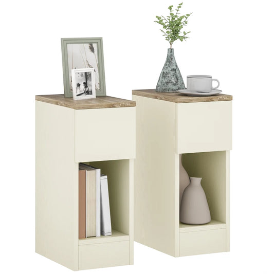 HOMCOM Set of Two Modern Storage Bedside Tables - White