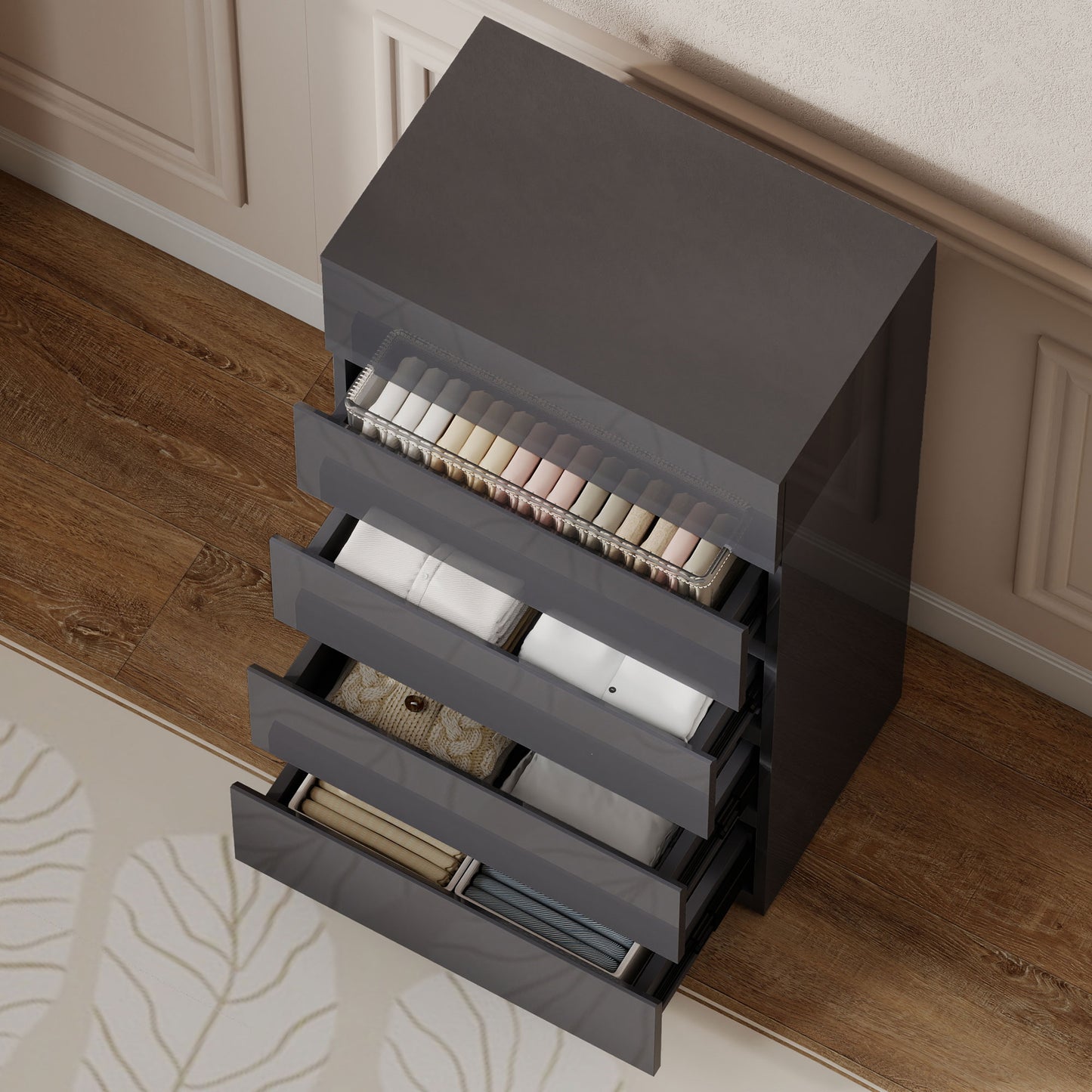HOMCOM Chest of Drawers, 5-Drawer Cabinets, Modern Dresser, Storage Drawer Unit for Bedroom