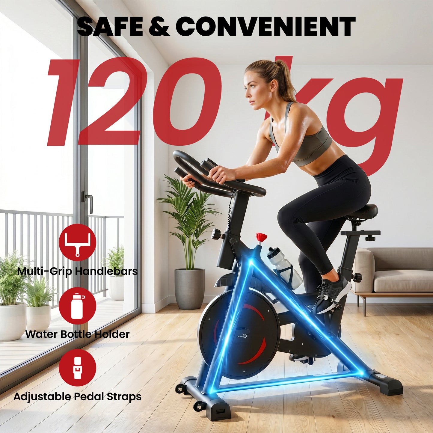 SPORTNOW Exercise Bike, Indoor Stationary Bike with Smart APP, 0-100% Magnetic Resistance, Adjustable Seat & Handlebars