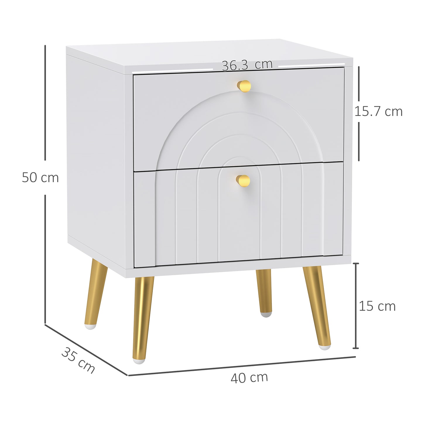 HOMCOM 2-Drawer Bedside Table Set of 2 - White