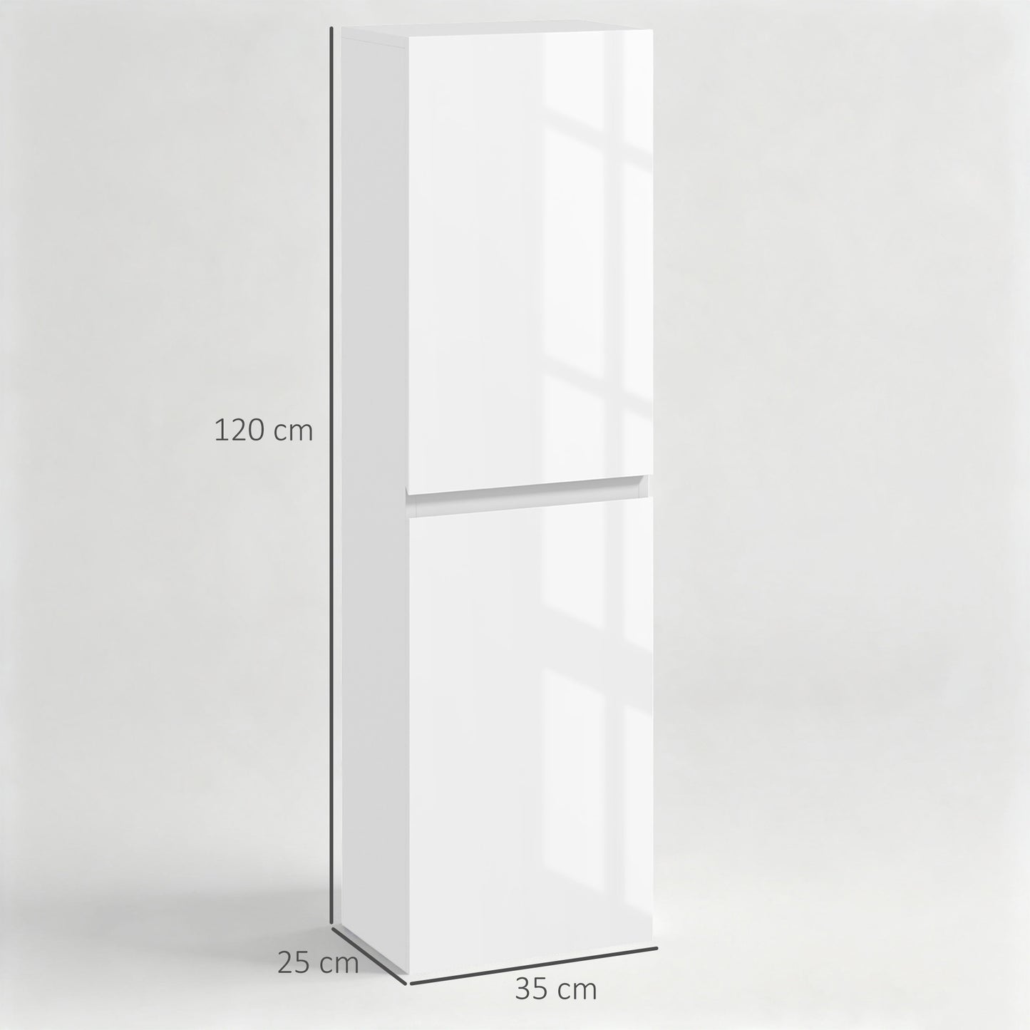 kleankin Bathroom Storage Unit, Tall Bathroom Cabinet with 2 Cupboards and Adjustable Shelves, White