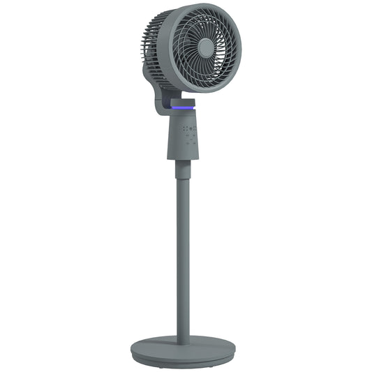 HOMCOM Pedestal Air Circulation Fan with Oscillating, Light Off, Grey