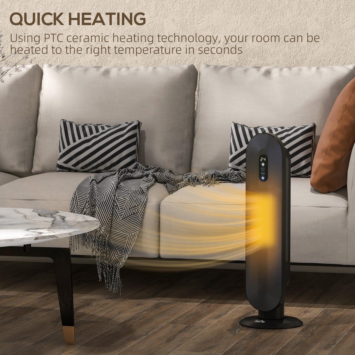 HOMCOM 45° Oscillating Ceramic Space Heater, with Remote - Black