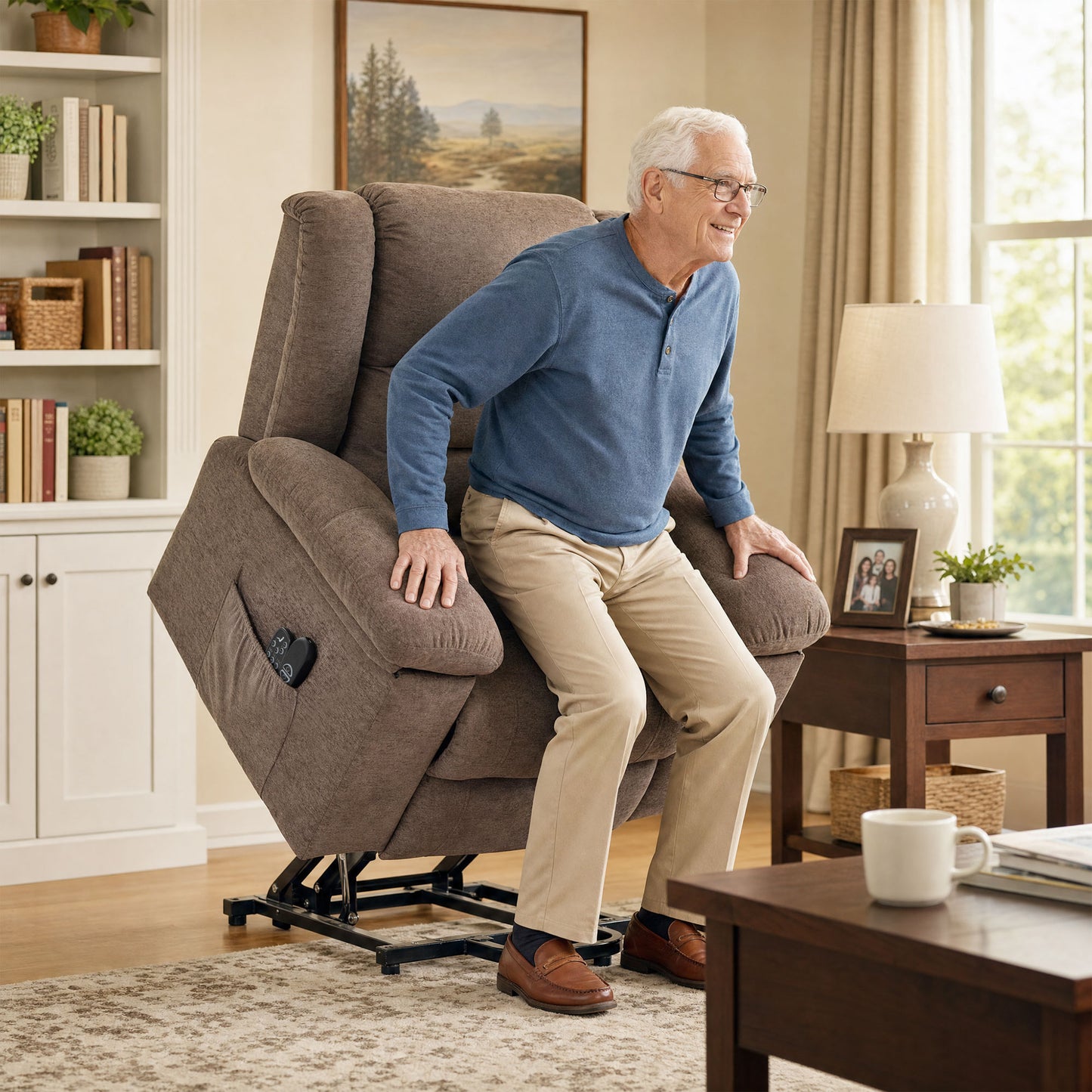 HOMCOM Oversized Riser Recliner Chair with Massage and Heat, Power Lift Recliner for Elderly with Wide Seat and Back, Brown
