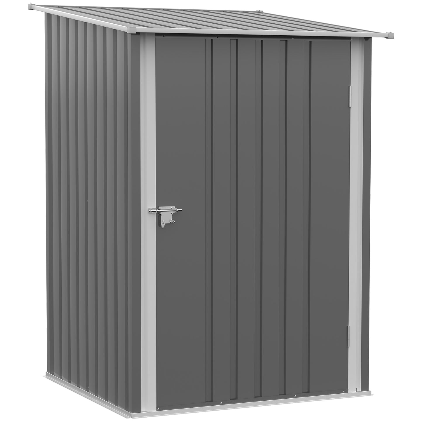 Outsunny 3.3 x 3.4ft Lean To Steel Garden Shed, with Locking Door - Grey