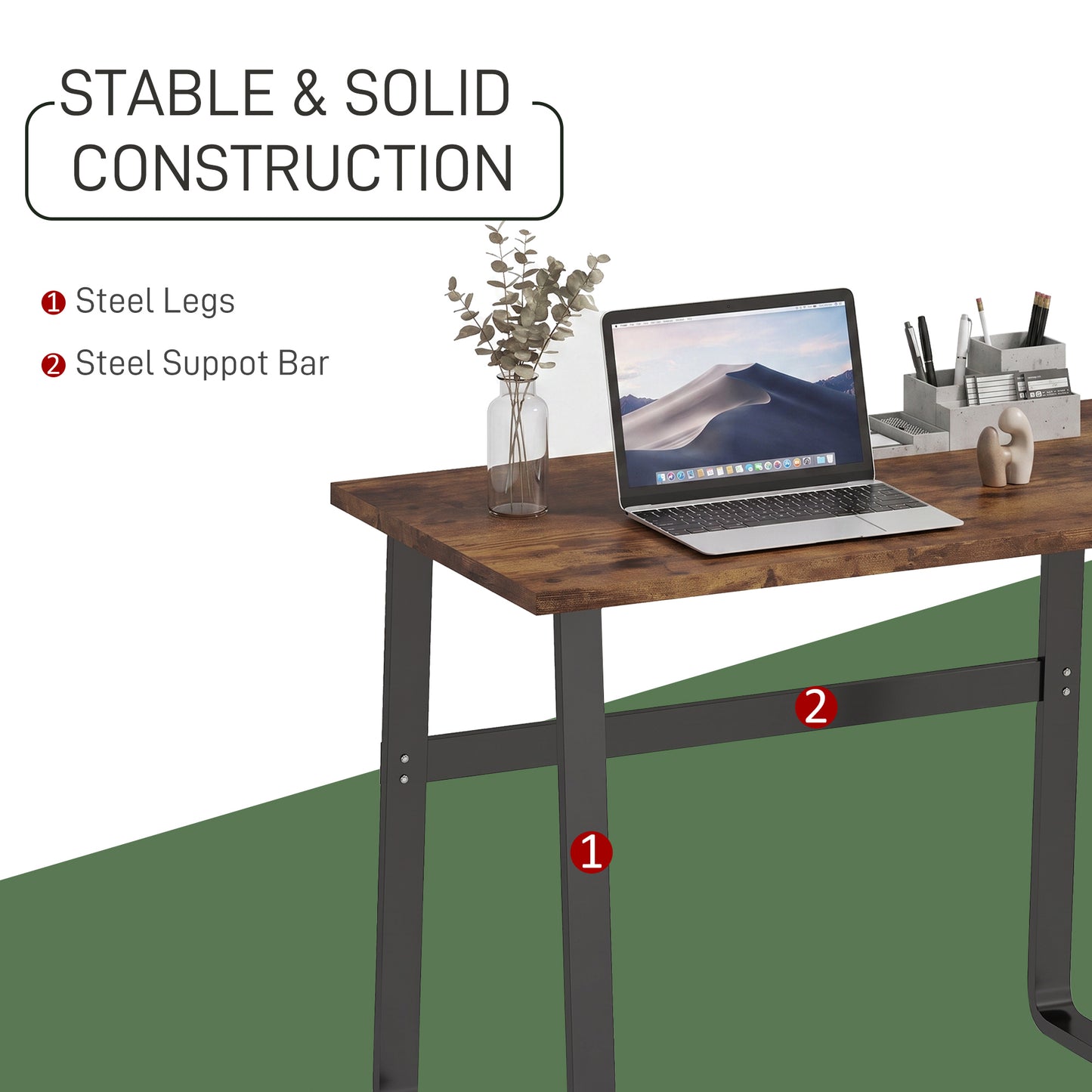 HOMCOM Industrial Writing Desk With Metal Legs, 100 x 58 x 74.5cm, Rustic Brown and Black