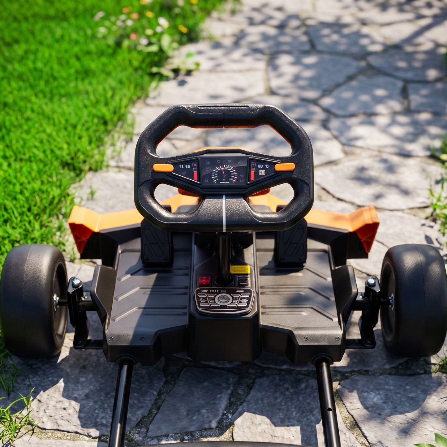 AIYAPLAY 24V Electric Go Kart for Kids 6-12 Years with Drift Mode, Adjustable Seat, 3 Speed, Slow Start, Orange