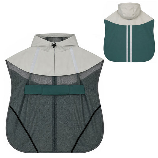 PawHut Dog Raincoat with Hood, Waterproof & Breathable Rain Jacket with Leash Hole, for Medium Dogs, Green, M