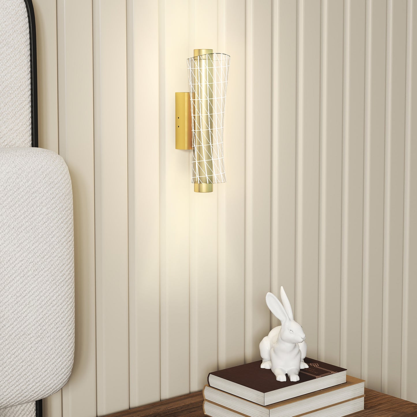 HOMCOM LED Wall Lamp 2-Pack, 9W Modern Geometric Mesh Light, Adjustable 3000K/4000K/6500K for Bedroom, Living Room, Hallway, Gold Tone