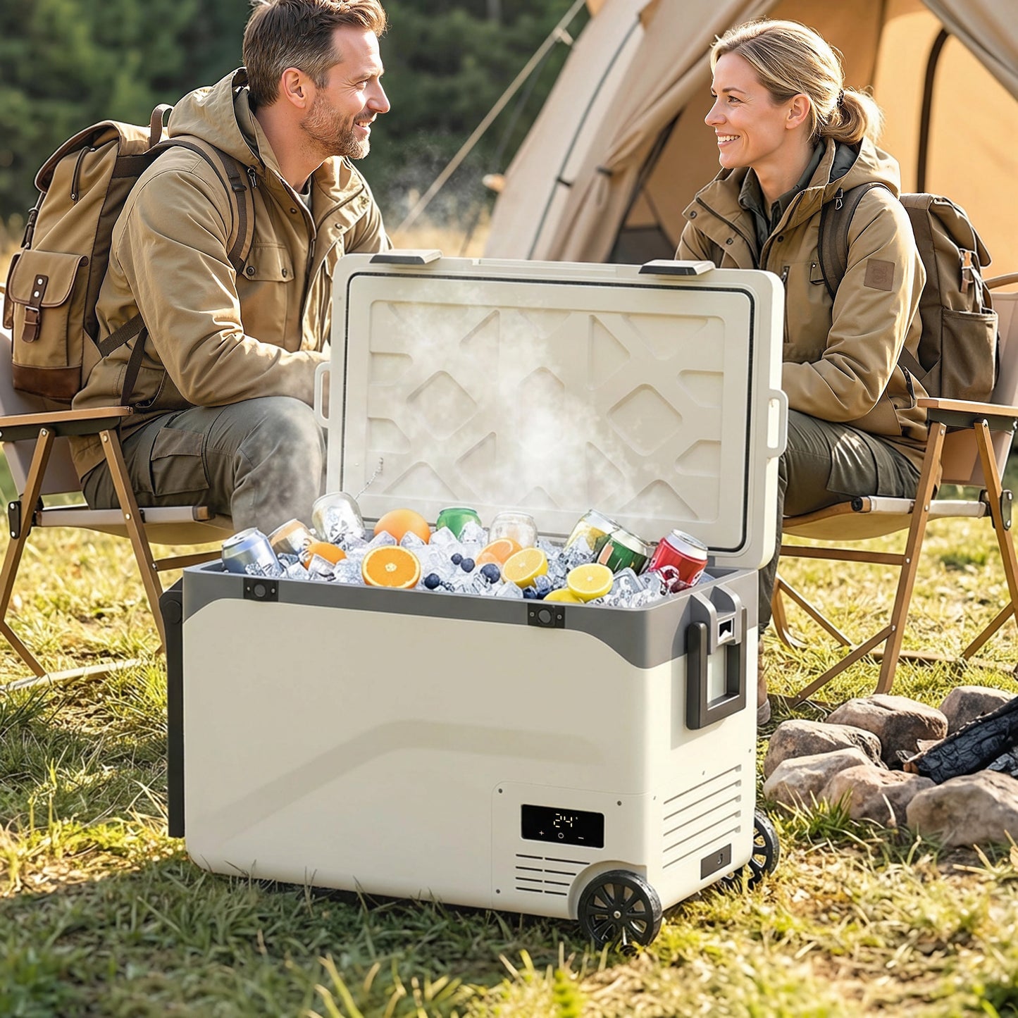 Outsunny 42.5L Compressor Car Fridge Freezer, Camping Refrigerator with App Control, 20c-20c
