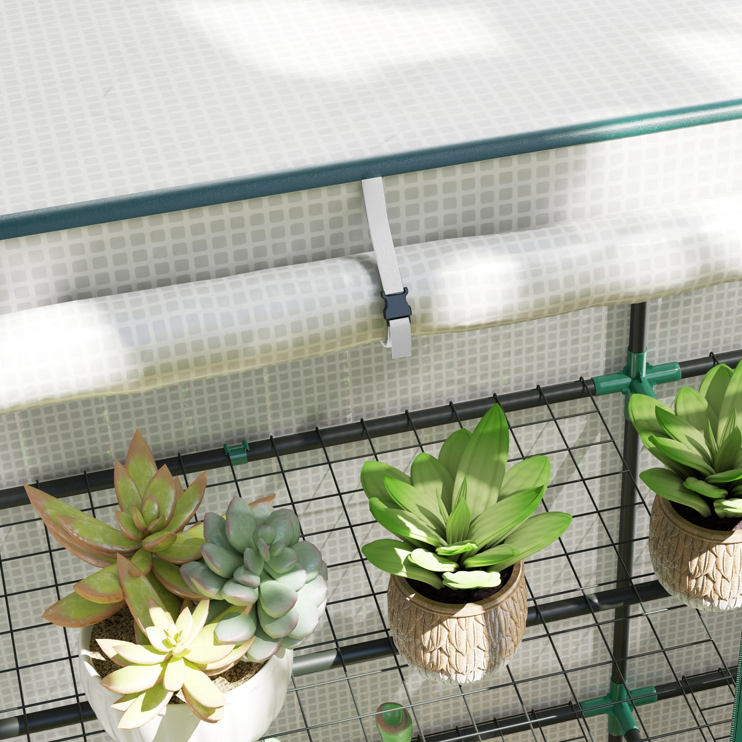 Outsunny Three-Tier Mini Greenhouse - Green Border