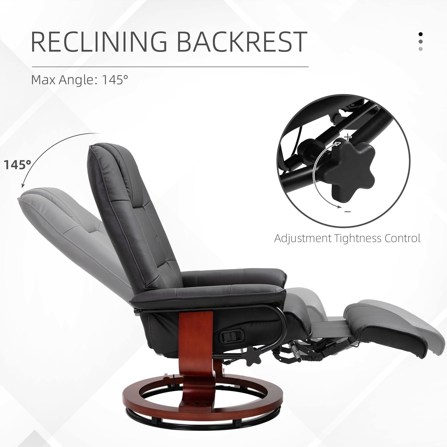 HOMCOM Linen-Like Armchair, with 145° Reclining Back and Footrest - Black