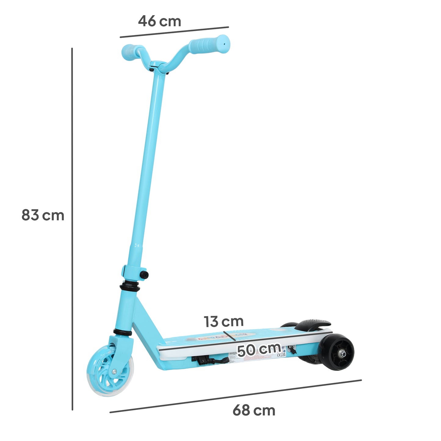 AIYAPLAY Electric Scooter for Kids Ages 4-7, Auxiliary Wheels, LED Light, Electric Brake, 6 KM/H, Blue