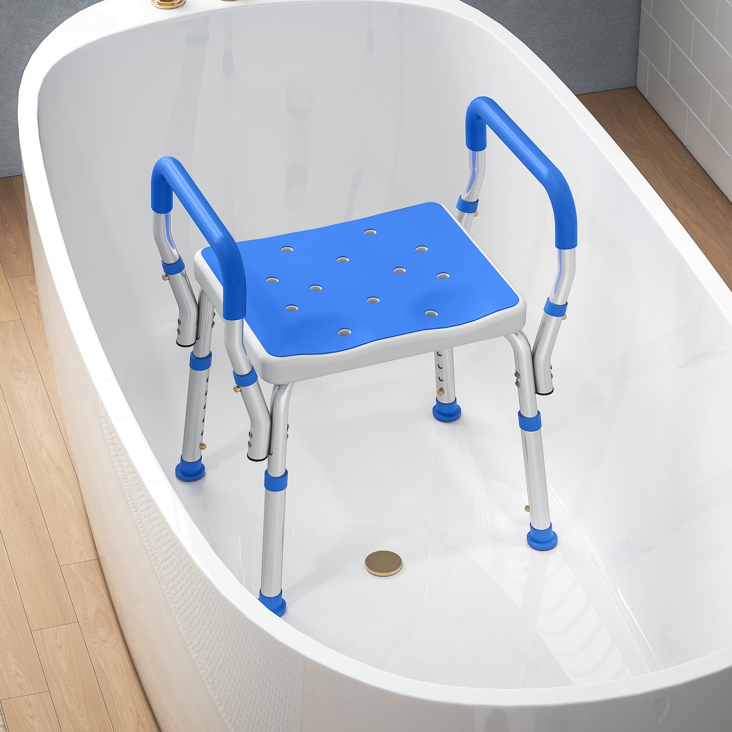 HOMCOM 57-69cm Aluminium Frame Bath Seat
