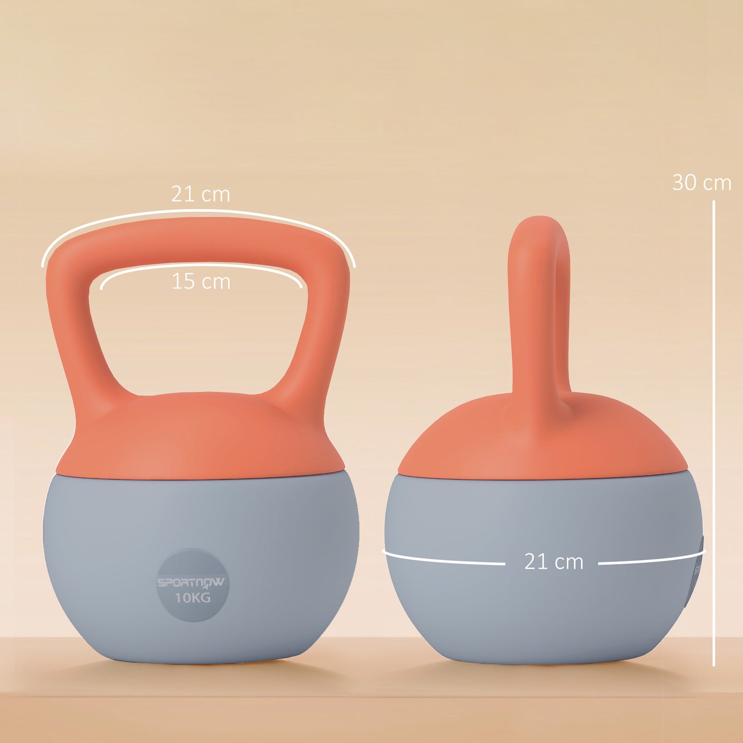 SPORTNOW Soft Kettlebell, 10kg Kettle Bell with Non-Slip Handle for Home Gym Weight Lifting and Strength Training, Orange and Grey