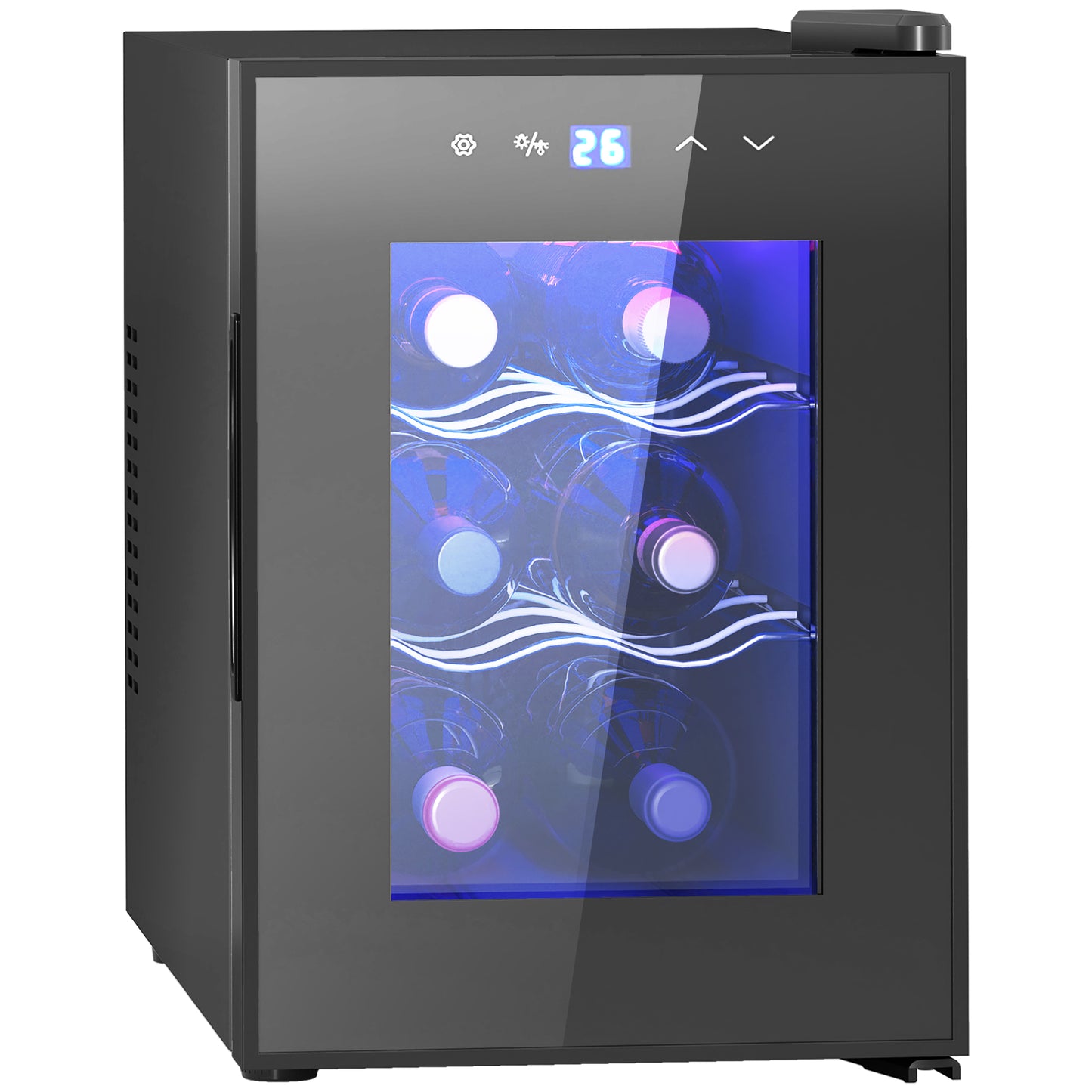 HOMCOM Six Bottle 8-18°C Countertop Wine Fridge - Black