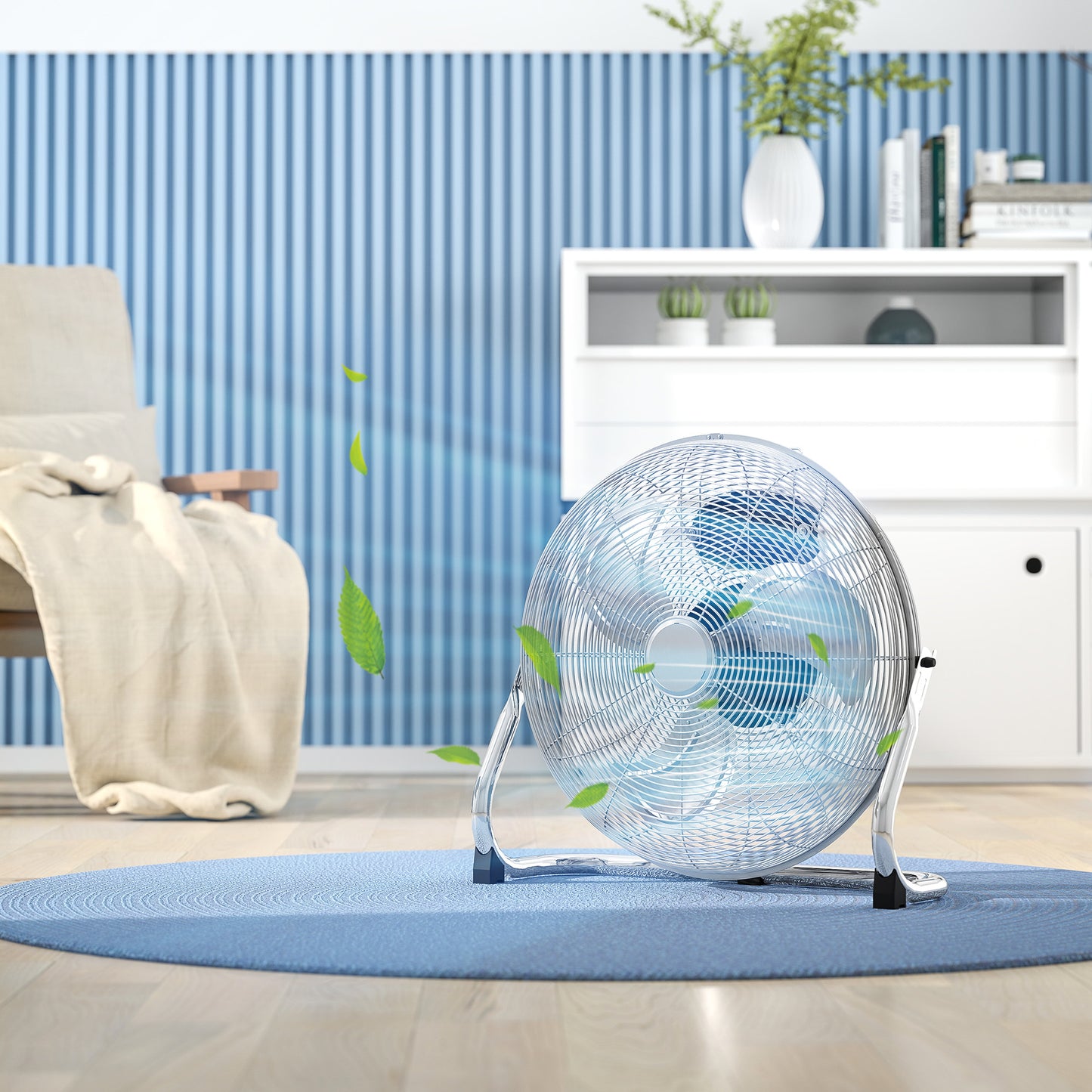 HOMCOM 100W 3 Wind Speed Metal Fan Silver