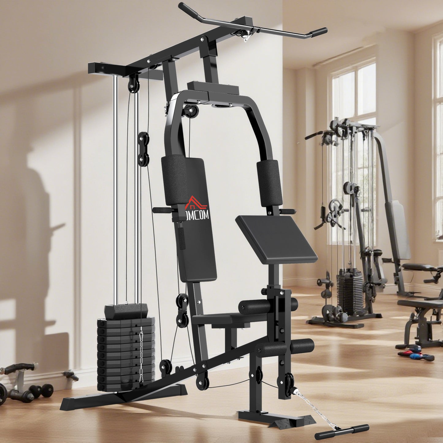 HOMCOM Multi Gym Equipment, 45KG Weight Stack, Chest Press, Butterfly Press & Leg Developer for Strength Training