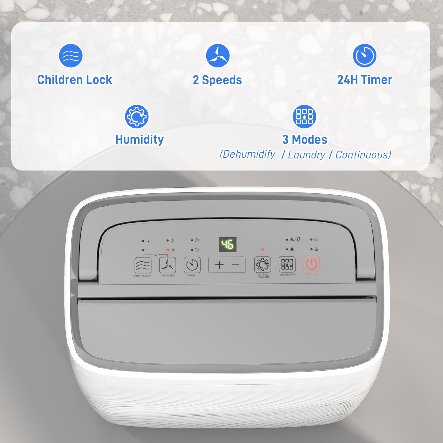 HOMCOM 16L/Day Dehumidifier with Activated Carbon Air Filter, Continuous Drainage, 5.5L Water Tank