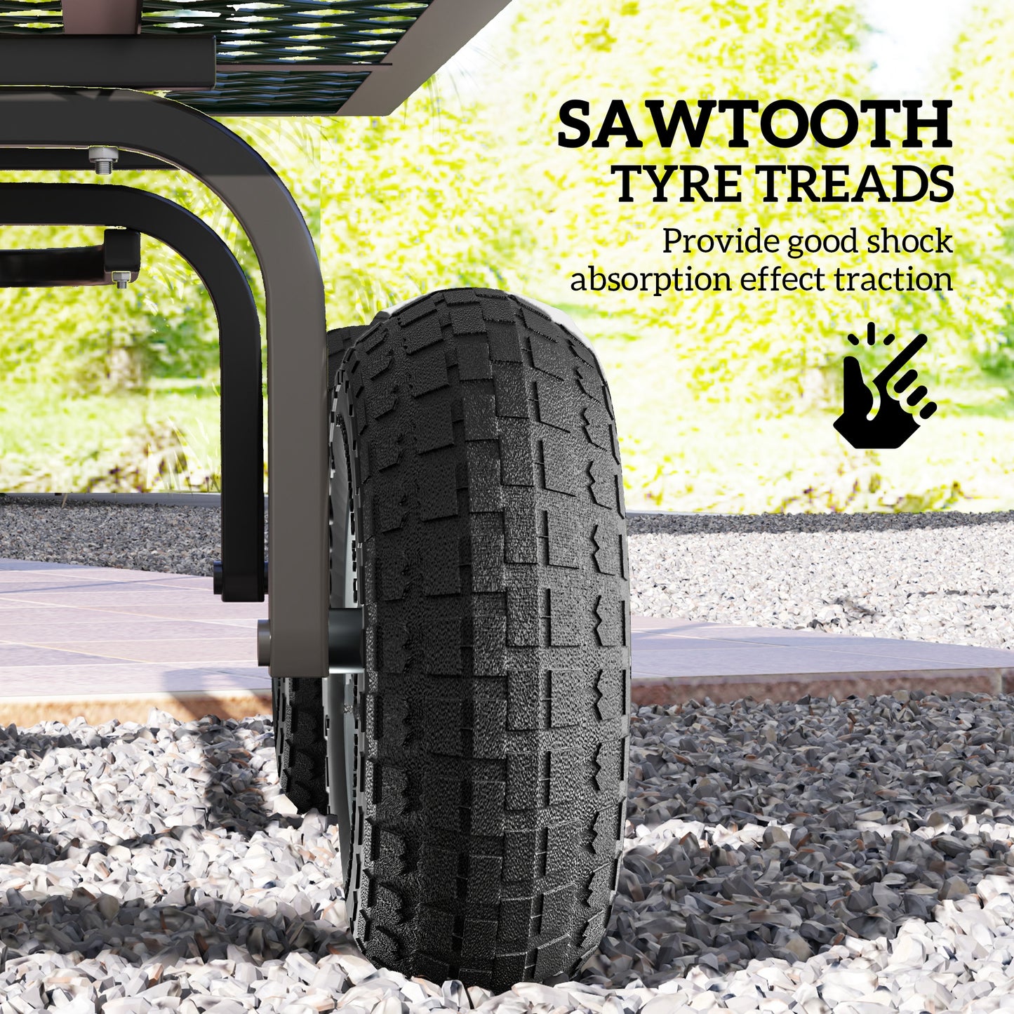 Outsunny Set of 4 Pneumatic Wheels, 10" Wheelbarrow Wheels Replacement for Barn Carts, Hose Carts, Garden Carts, Sack Trucks, Black