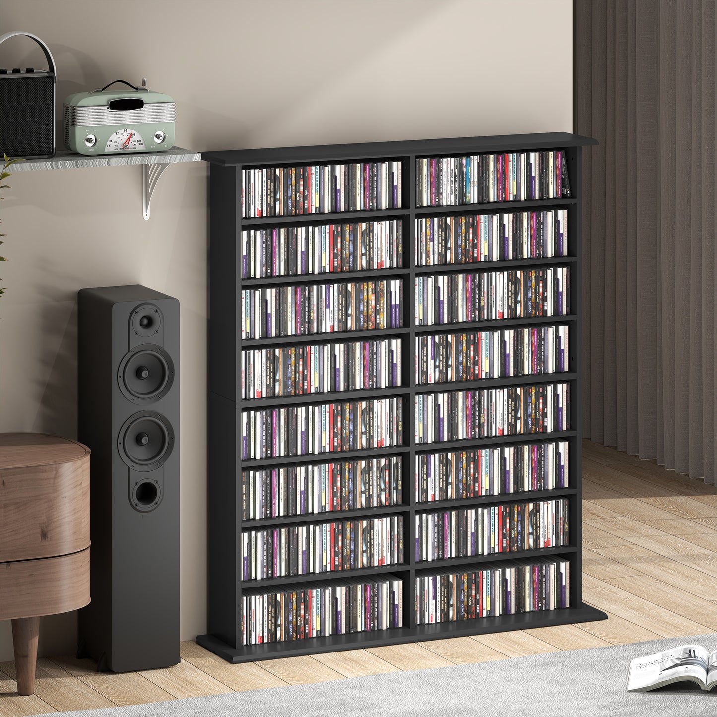 HOMCOM 720 CD/396 DVD/396 Blu-ray Storage Unit - Black