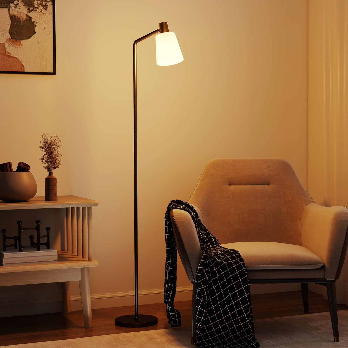 HOMCOM Floor Lamp with 350° Rotatable Head, Modern Standing Lamp with 3000K/4000K/6500K Colour Temperatures, Black