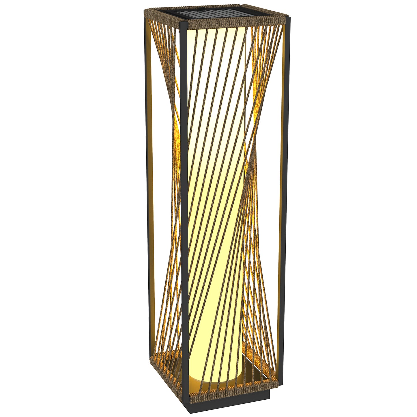 Outsunny Garden Rattan Lamp, 77 cm Solar Floor Light, Auto On/Off LED, IP44 Waterproof for Outdoor use, Porch, Pathway, Deck, Grey