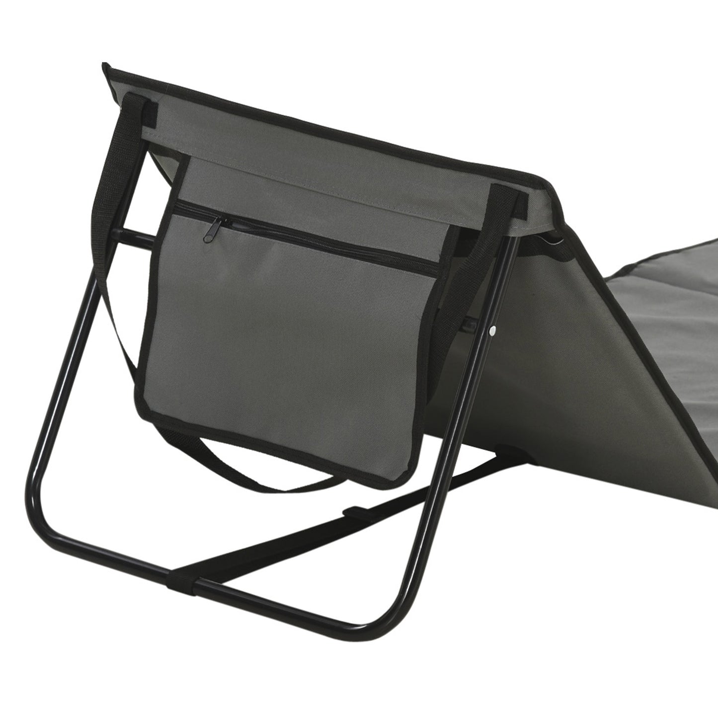 Outsunny Set of 2 Foldable Garden Beach Chair Mat, Outdoor Sun Lounger Seats with Adjustable Back, Carry Bag