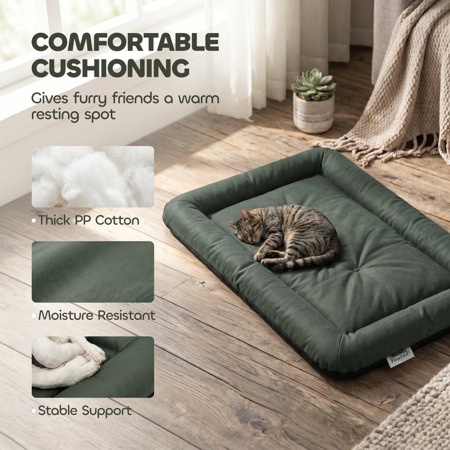 PawHut Waterproof Dog Bed, Foldable Pet Bed with Anti-Slip Bottom, Machine Washable for Medium and Large Dogs, 110 x 68 x 6 cm