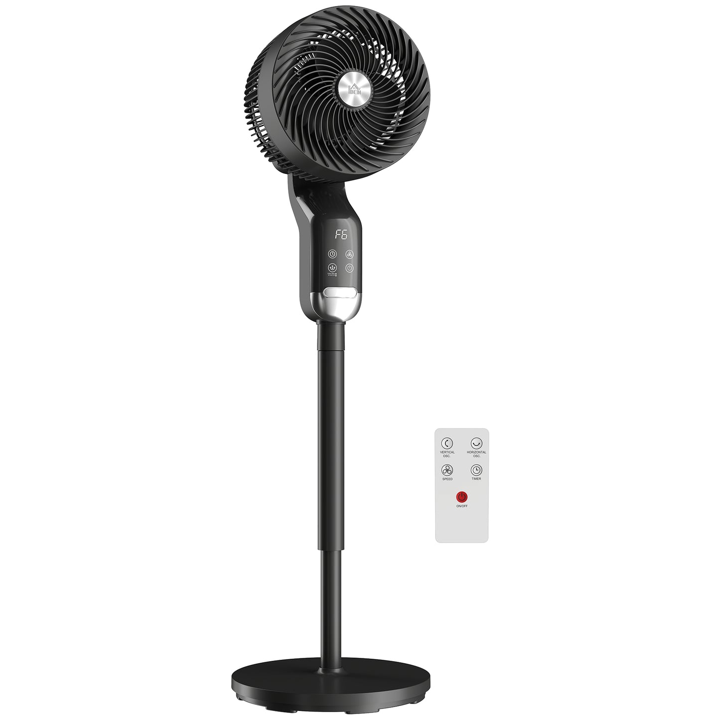 HOMCOM 20 dB Silent Standing Fan, Pedestal Fan with Remote, Oscillating, 8 Speeds, Adjustable Height, 12H Timer
