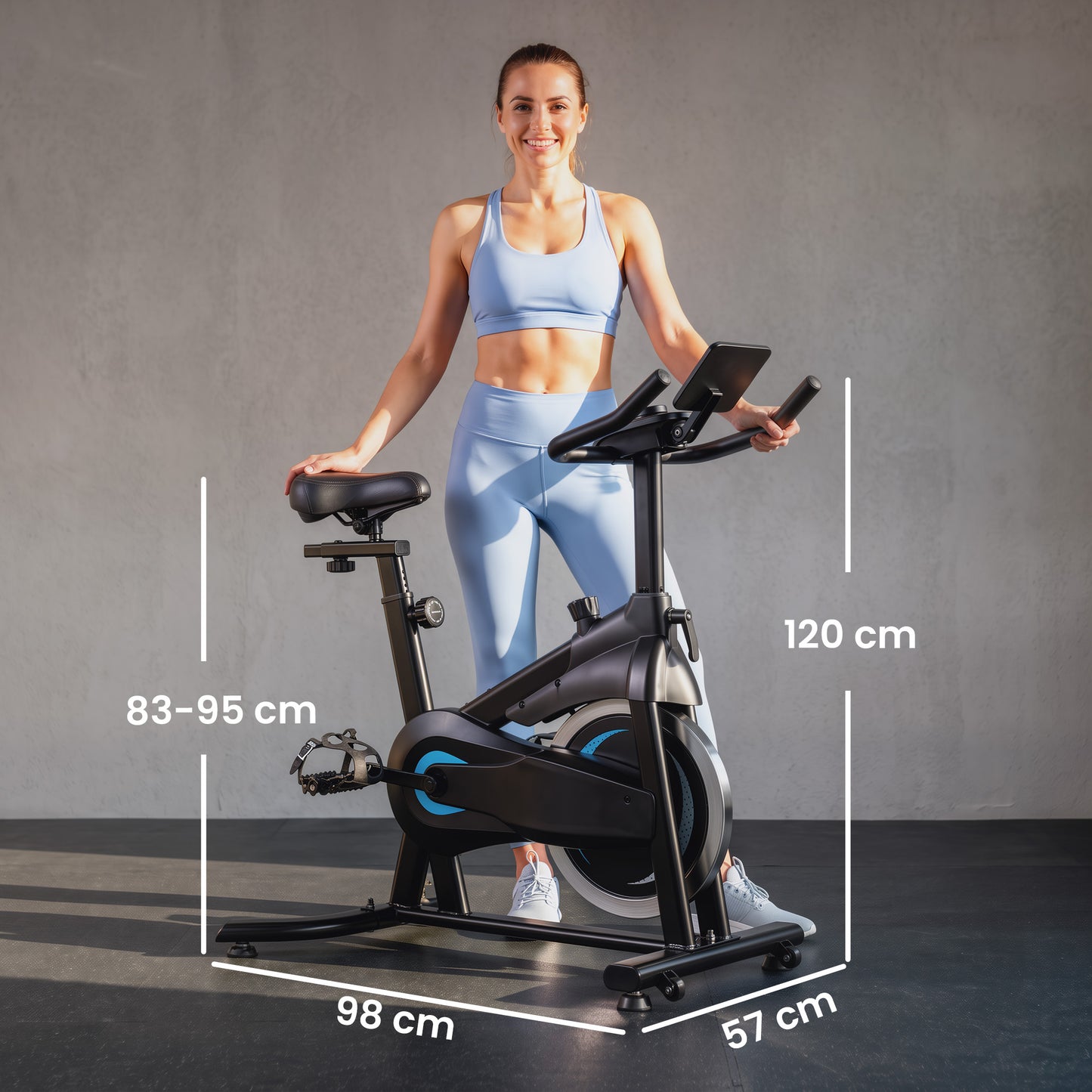 SPORTNOW Exercise Bike, Indoor Stationary Bike with Smart APP, 0-100% Magnetic Resistance, Adjustable Seat & Handlebars, Wheels