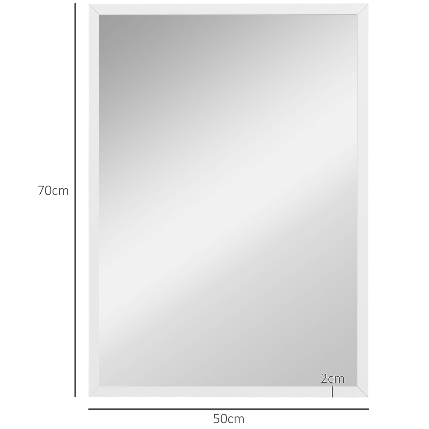 HOMCOM Wall-Mounted Bathroom Mirror, 70 x 50 cm Wall Mirror for Living Room, Bedroom, Hallway, White