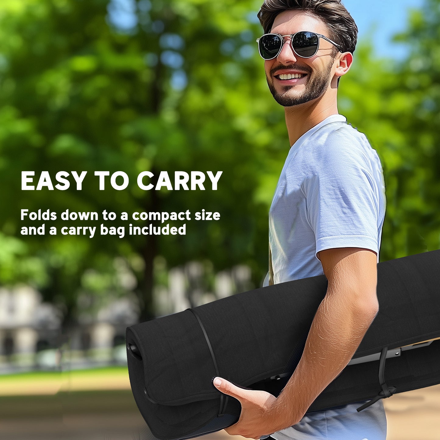 Outsunny Portable High Back Folding Camping Chair, Padded Seat with Carry Bag for Outdoor Use, Hiking, Fishing, Beach, Picnic, Black