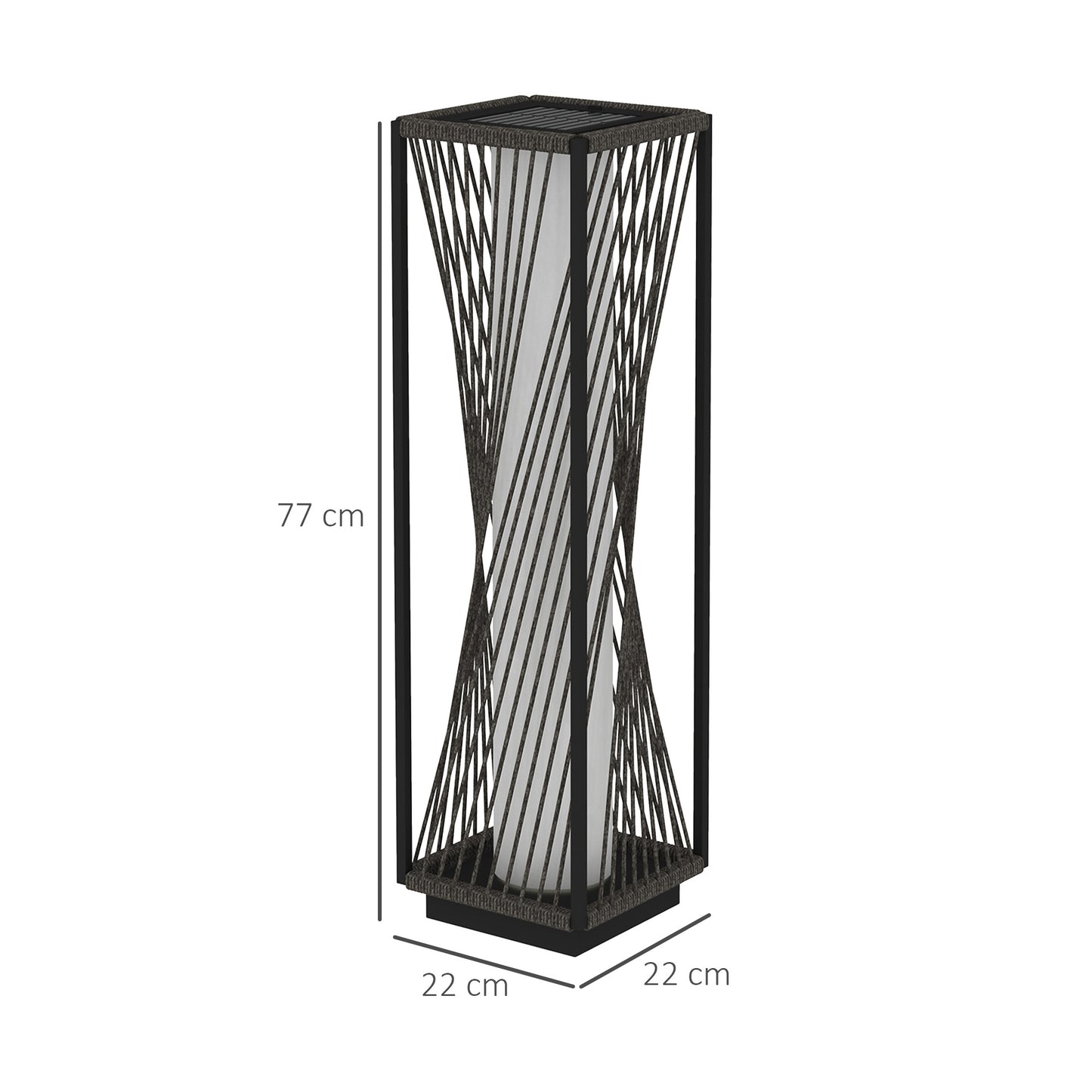 Outsunny Garden Rattan Lamp, 77 cm Solar Floor Light, Auto On/Off LED, IP44 Waterproof for Outdoor use, Porch, Pathway, Deck, Grey