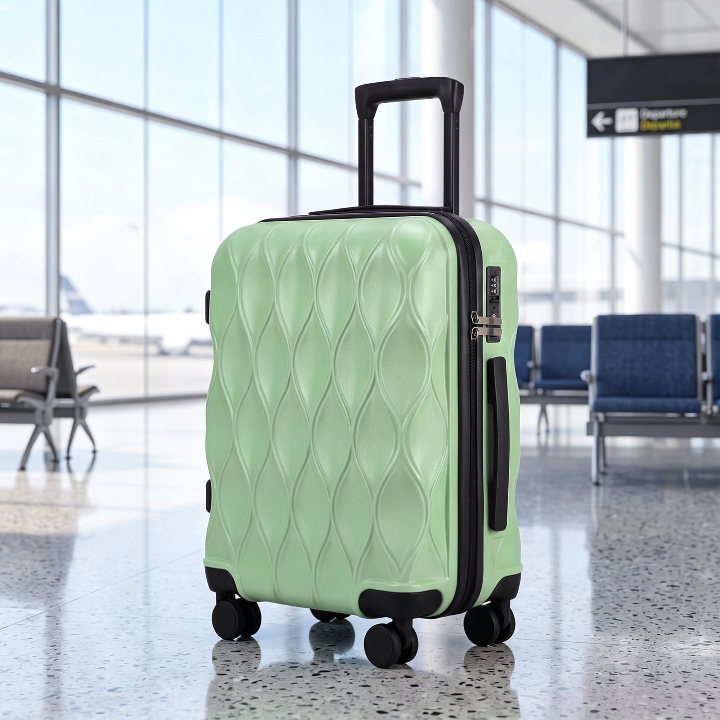 HOMCOM 20Inch Suitcase, ABS Hard Shell Carry On Luggage with TSA Lock, Spinner Wheels, Telescopic Handle, Green