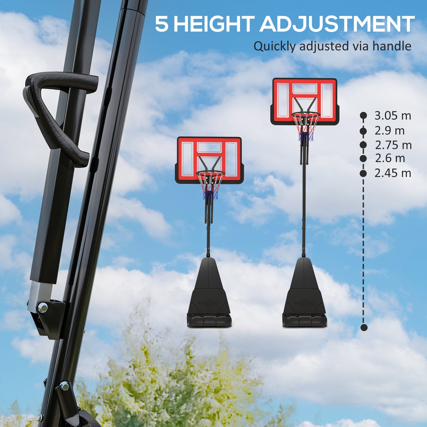 SPORTNOW Basketball Hoop Outdoor, Height Adjustable Basketball Hoop and Stand with Rebound System