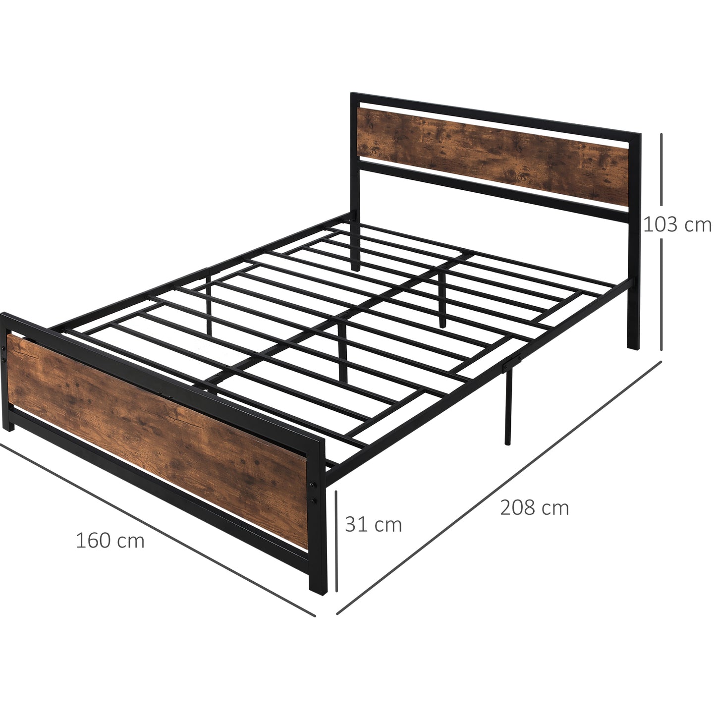 Full Bed Frame Twin Size Metal Bed w/ Headboard, Footboard, No Box Spring Needed