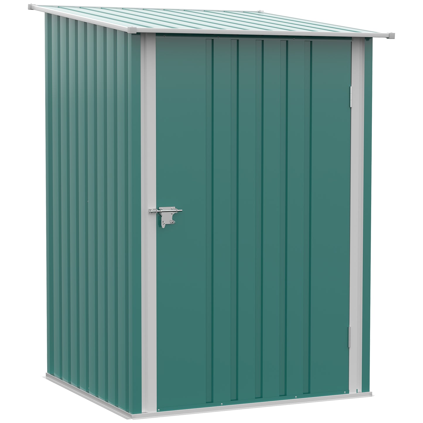 Outsunny 3.3 x 3.4ft Lean To Steel Garden Shed, with Locking Door - Green