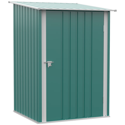 Outsunny 3.3 x 3.4ft Lean To Steel Garden Shed, with Locking Door - Green