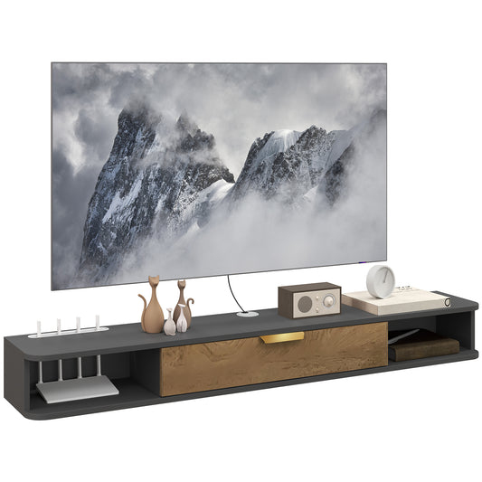 HOMCOM 140 cm Floating TV Stand with Storage - Charcoal Grey