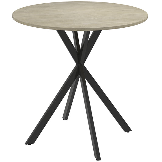 HOMCOM 80cm Industrial Round Dining Table - Oak