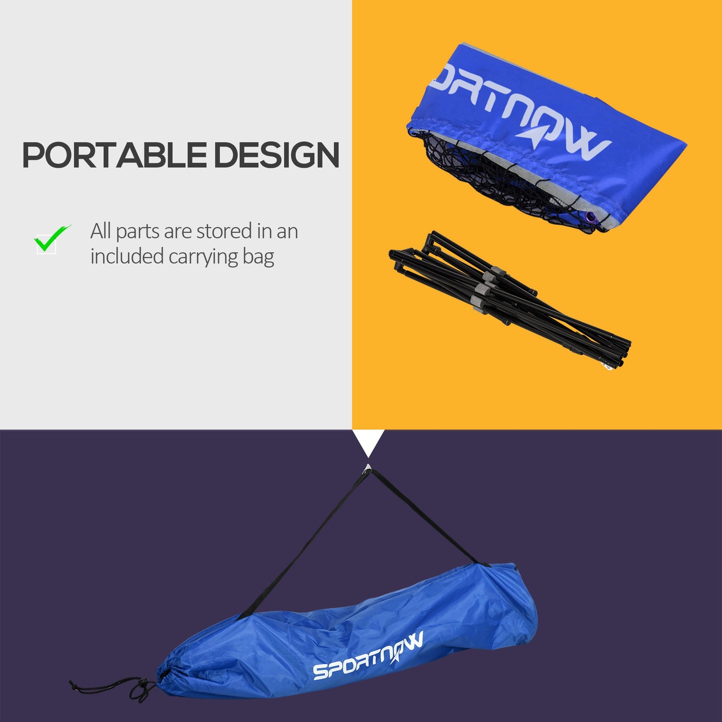 SPORTNOW 3m Badminton Net, Height Adjustable Outdoor Sports Net, with Carry Bag, for Tennis, Pickleball, Volleyball, Blue