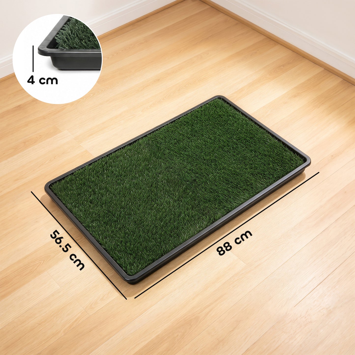 PawHut Dog Toilet Tray, Dog Grass Pee Pad with Artificial Grass Mat, Drainage System for Puppy Training 88x56.5cm