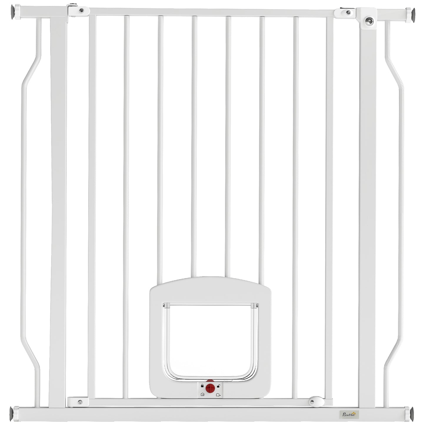 PawHut Adjustable Dog Safety Gate 75-85 cm, Double-Lock Stair Gate, 76 cm Height, White