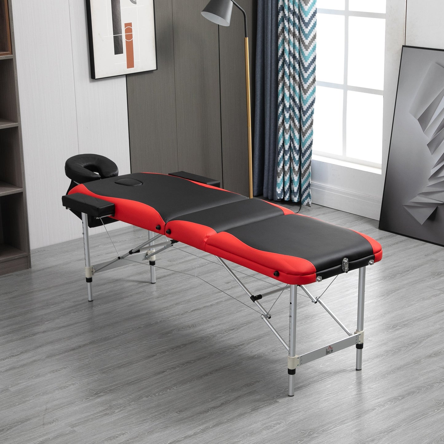 HOMCOM Professional Portable Massage Table Beauty Bed W/ Headrest - Black/Red