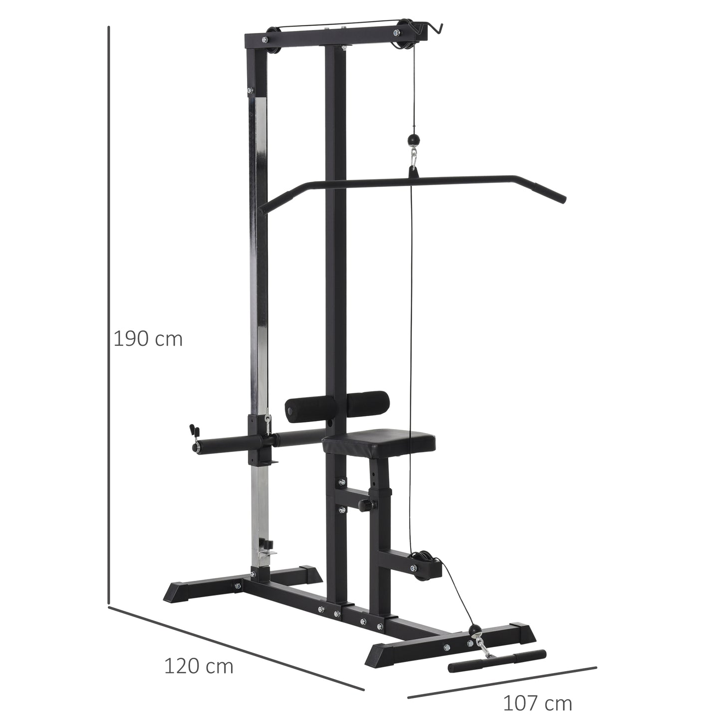 HOMCOM Exercise Pulley Machine Power Tower with Adjustable Seat Cable Positions