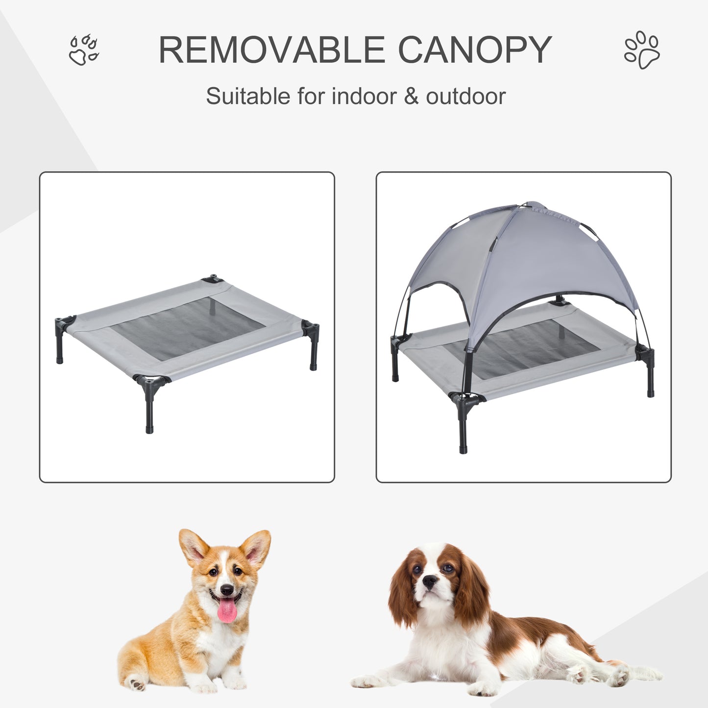 PawHut 61 cm Elevated Pet Bed Dog Foldable Cot Tent Canopy Instant Shelter Outdoor